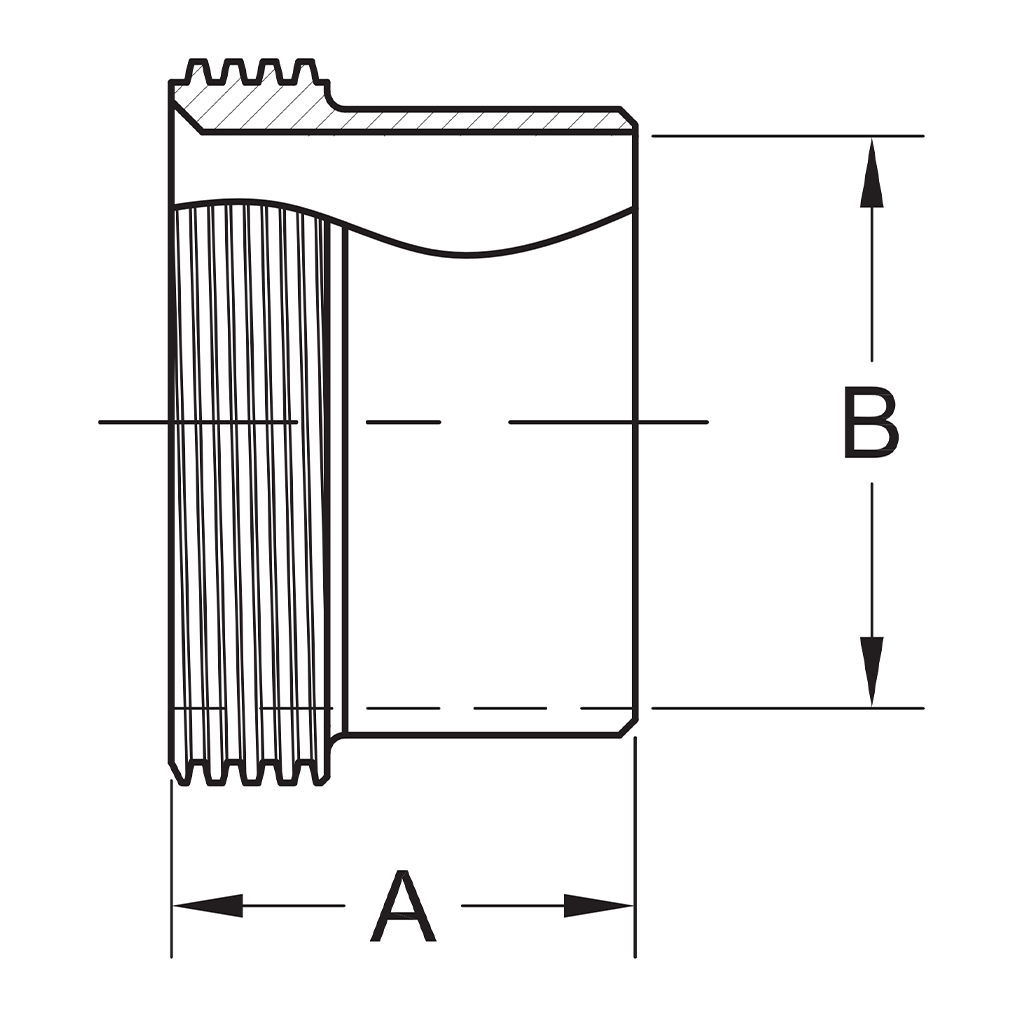 15A - Long Threaded Bevel Seat Ferrule
