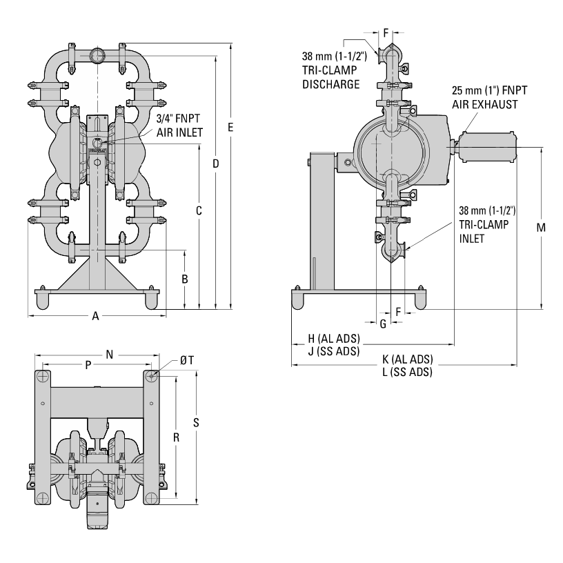 Wilden PS15 (3") Saniflo Hygienic AODD Pump