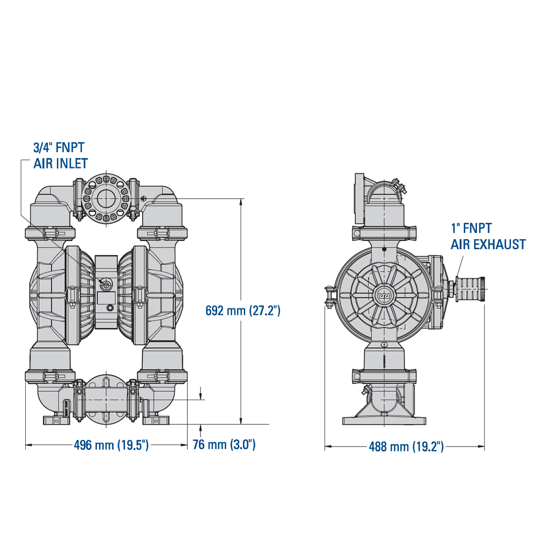 Wilden PS8 (2-1/2" Tri-Clamp) Saniflo FDA AODD Pump