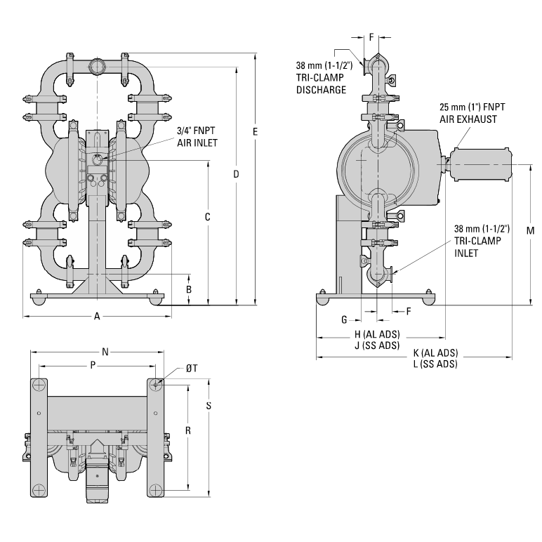 Wilden PS15 (3") Saniflo Hygienic AODD Pump