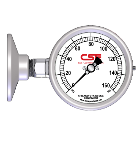 2-1/2” (63mm) Sani-Flow Brewery Pressure Gauge