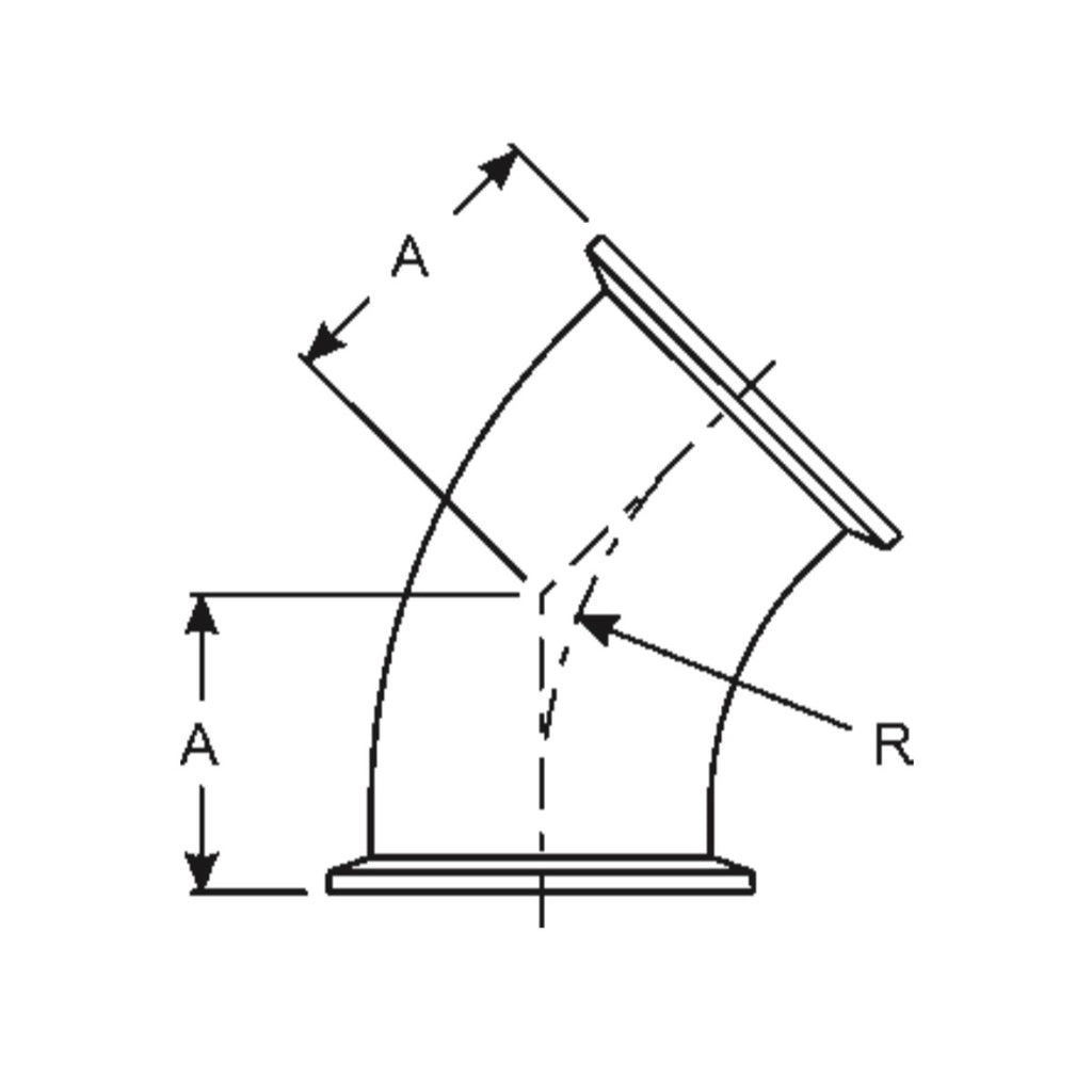 2KMP - 45 Deg Elbow with Tri-Clamp Ferrules