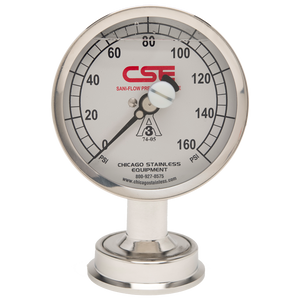 3-1/2” (90mm) Sani-Flow Pressure Gauge with Bottom Mount