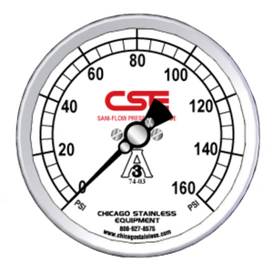 3-1/2” (90mm) Sani-Flow Pressure Gauge with Center Back Mount
