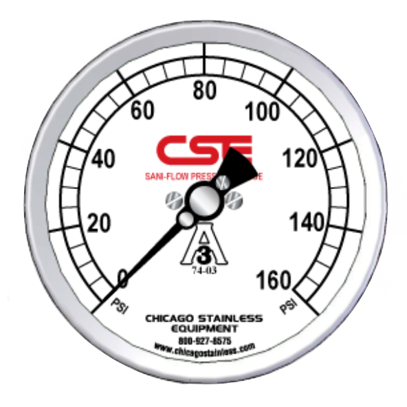 3-1/2” (90mm) Sani-Flow Pressure Gauge with Center Back Mount