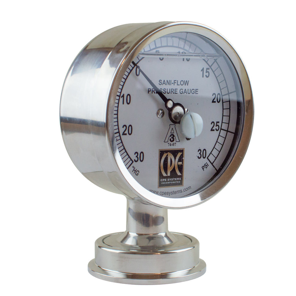 3-1/2” (90mm) Sani-Flow Pressure Gauge with Bottom Mount