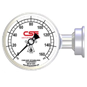 3-1/2” (90mm) Sani-Flow Pressure Gauge with Side Mount