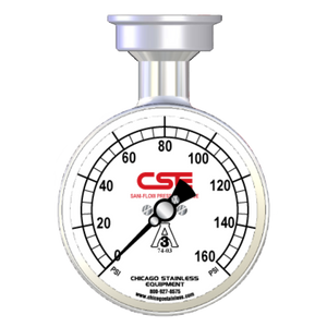 3-1/2” (90mm) Sani-Flow Pressure Gauge with Top Mount